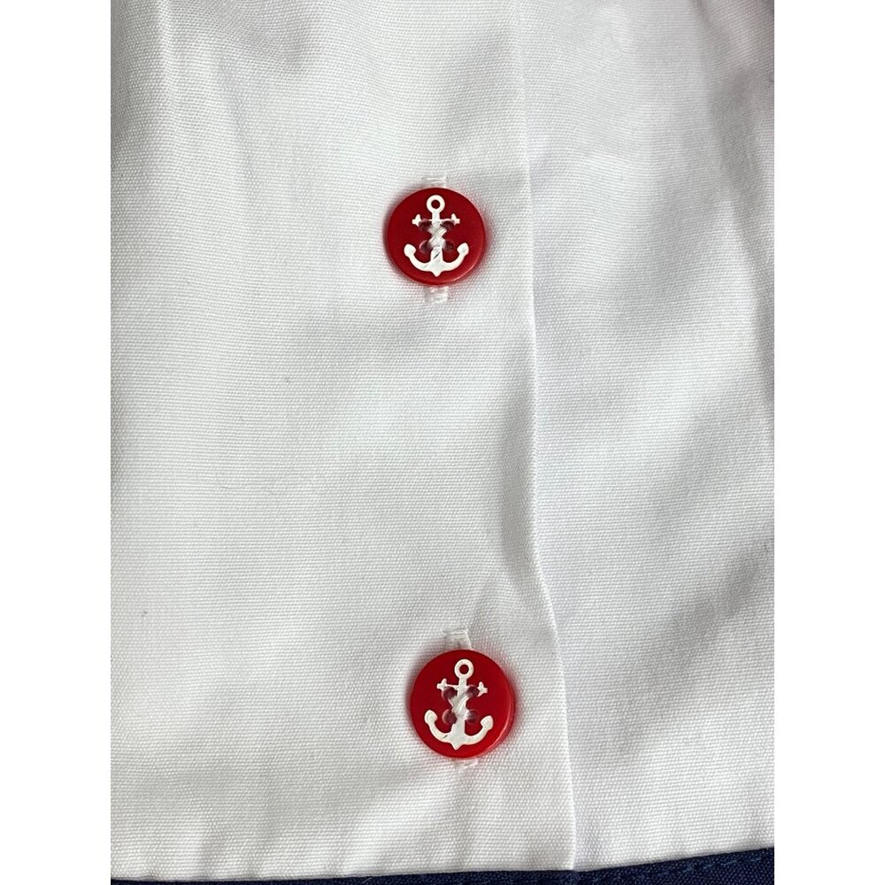 NWT $58 Good Lad 18m Girl Sailors Dress White Poplin Nautical Sailboat Applique - Picture 6 of 15